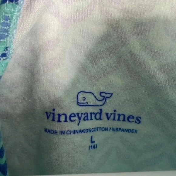 Girls Vineyard Vines Dress | Blue Green Multicolor Whale Design | Size XL - Picture 3 of 5